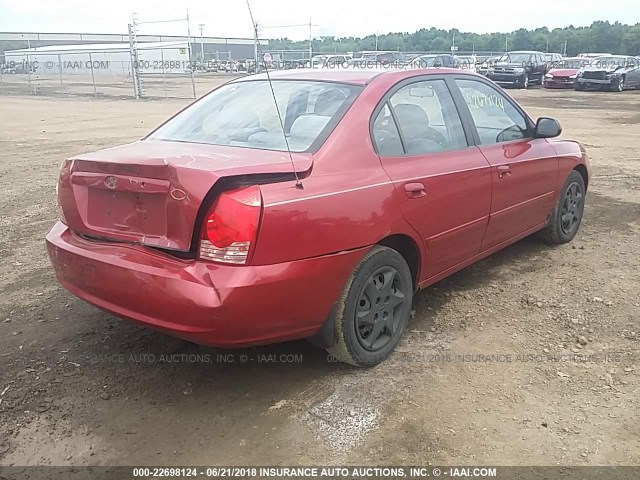 KMHDN46D75U196051 - 2005 HYUNDAI ELANTRA GLS/GT RED photo 4