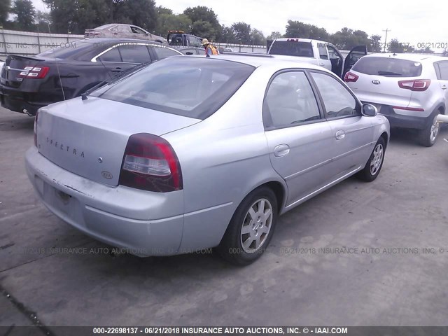 KNAFB161615039574 - 2001 KIA SPECTRA GS/GSX SILVER photo 4