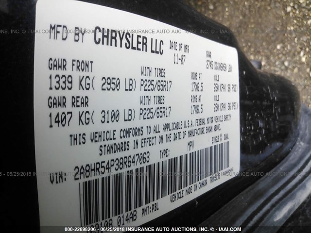 2A8HR54P38R647063 - 2008 CHRYSLER TOWN & COUNTRY TOURING BLUE photo 9