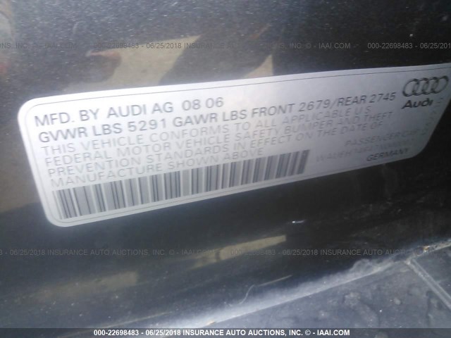 WAUEH74F47N040002 - 2007 AUDI A6 S-LINE QUATTRO GRAY photo 9