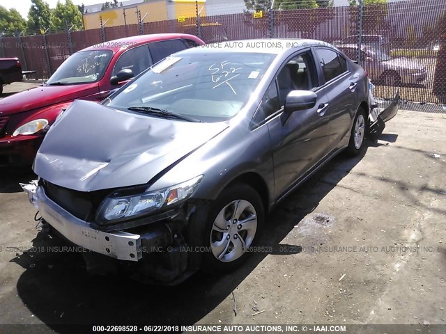 19XFB2F54EE080842 - 2014 HONDA CIVIC LX GRAY photo 2