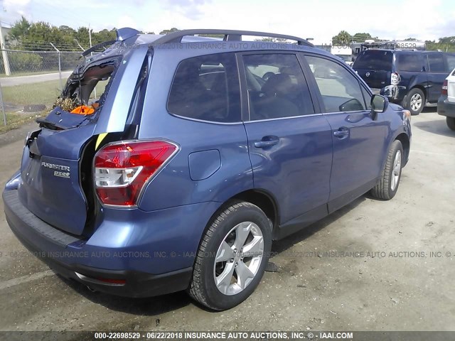 JF2SJAHC7GH513298 - 2016 SUBARU FORESTER 2.5I LIMITED BLUE photo 4