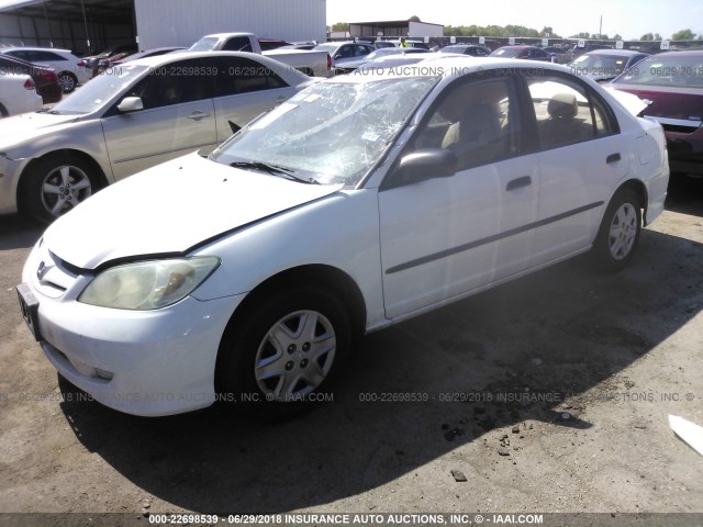 1HGES16395L019371 - 2005 HONDA CIVIC DX VP WHITE photo 2