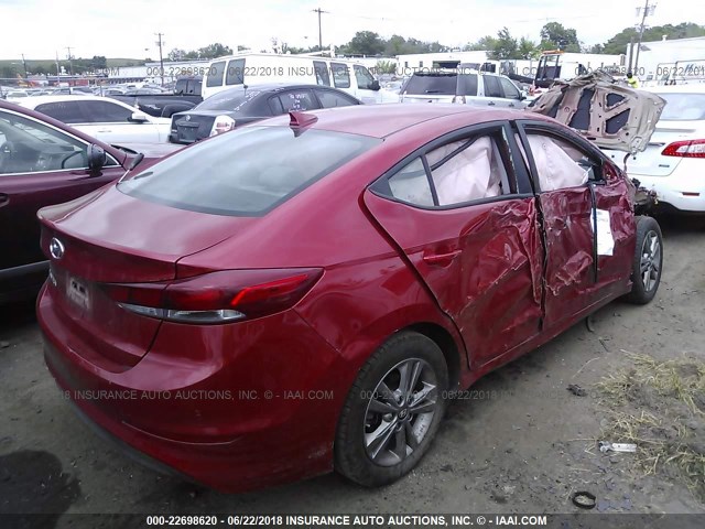 5NPD84LF8JH287173 - 2018 HYUNDAI ELANTRA SEL/VALUE/LIMITED RED photo 4