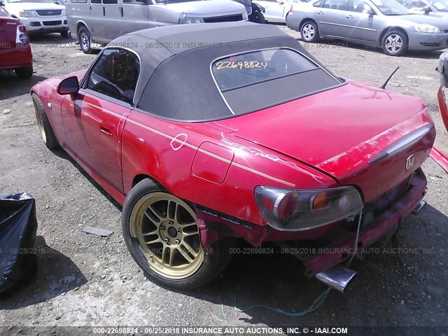 JHMAP21486S003673 - 2006 HONDA S2000 RED photo 3