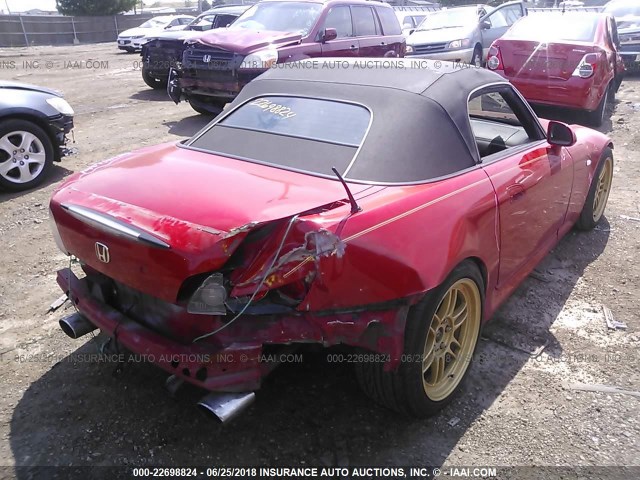 JHMAP21486S003673 - 2006 HONDA S2000 RED photo 4