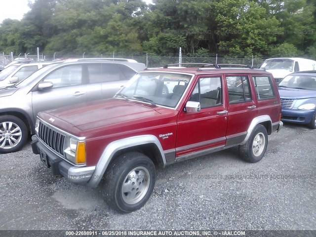 1J4FJ58S9NL186020 - 1992 JEEP CHEROKEE LAREDO RED photo 2