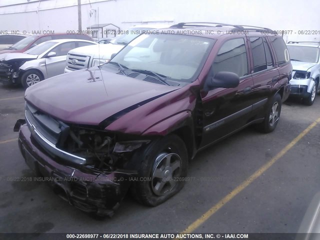 1GNDT13S542443192 - 2004 CHEVROLET TRAILBLAZER LS/LT RED photo 2