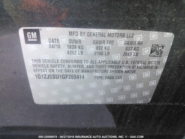 1G1ZJ5SU1GF283414 - 2016 CHEVROLET MALIBU HYBRID GRAY photo 9