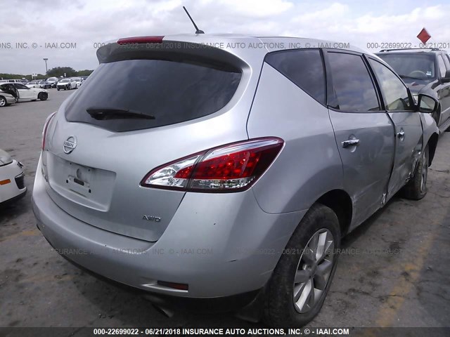 JN8AZ1MW2EW527724 - 2014 NISSAN Murano S/SL/SV/LE SILVER photo 4