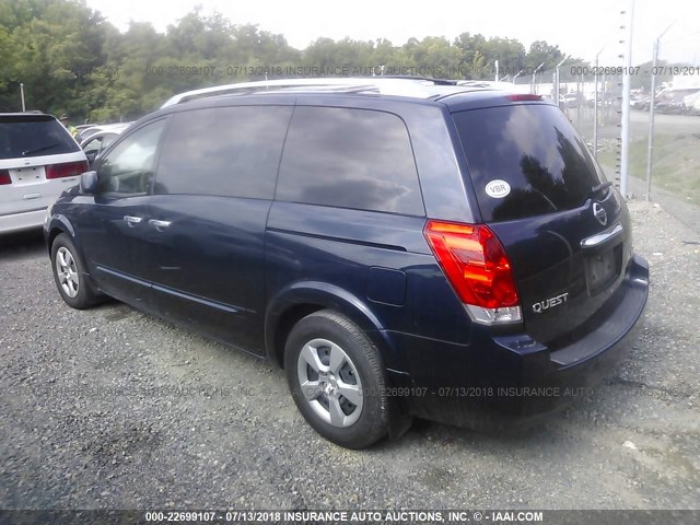 5N1BV28U78N117811 - 2008 NISSAN QUEST S/SE/SL BLUE photo 3