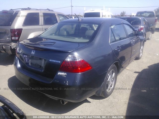 JHMCN36447C003372 - 2007 HONDA ACCORD HYBRID BLUE photo 4