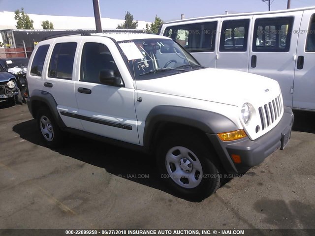 1J4GK48K67W524826 - 2007 JEEP LIBERTY SPORT WHITE photo 1