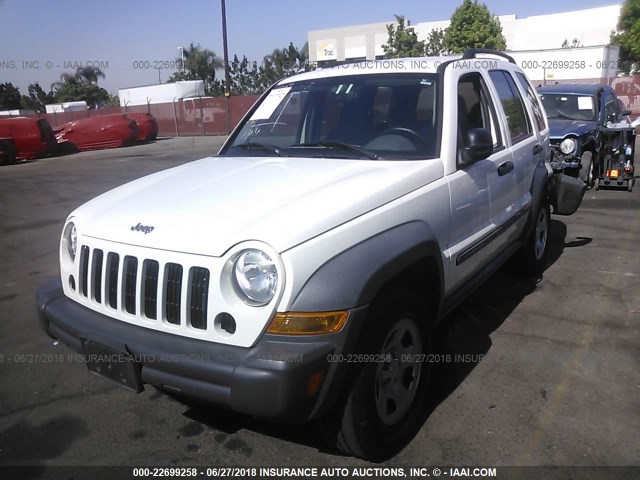 1J4GK48K67W524826 - 2007 JEEP LIBERTY SPORT WHITE photo 2