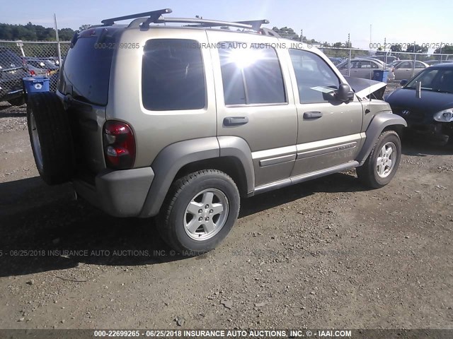 1J4GL48K66W258221 - 2006 JEEP LIBERTY SPORT TAN photo 4