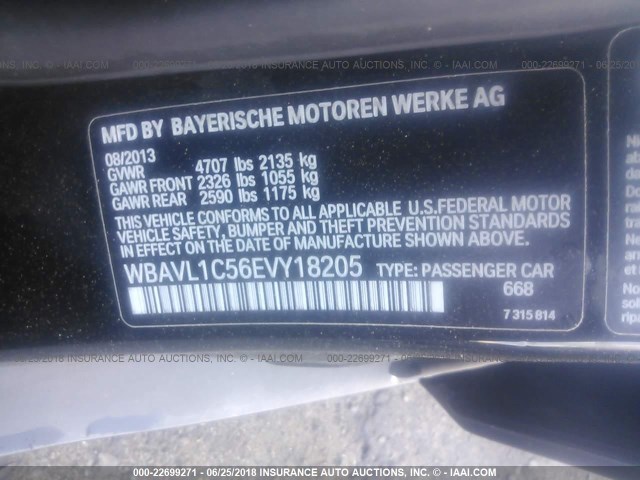 WBAVL1C56EVY18205 - 2014 BMW X1 XDRIVE28I BLACK photo 9