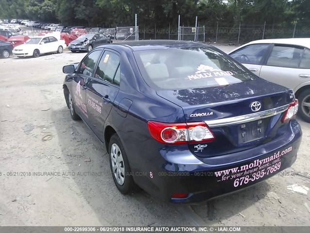 JTDBU4EE9B9161776 - 2011 TOYOTA COROLLA S/LE BLUE photo 3