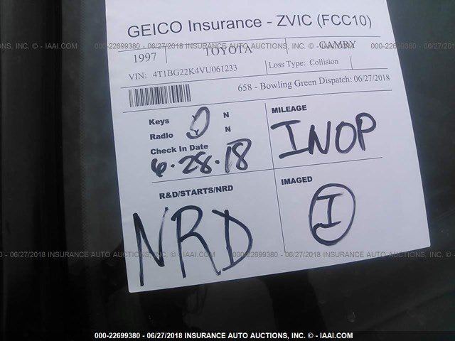 4T1BG22K4VU061233 - 1997 TOYOTA CAMRY CE/LE/XLE 金色 照片 7