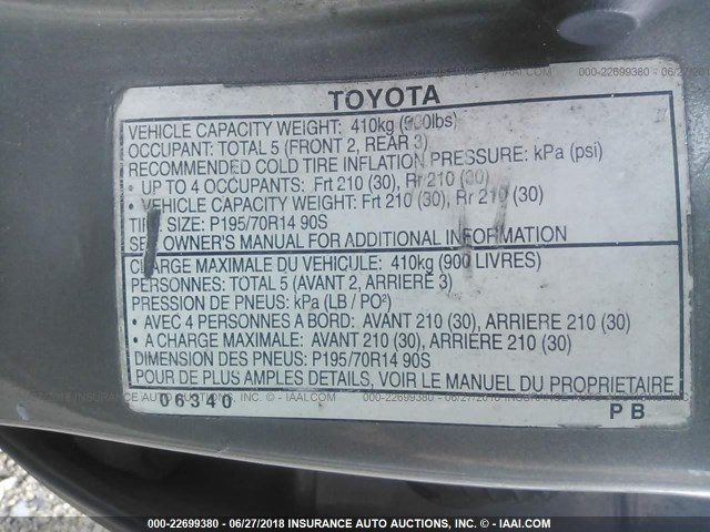 4T1BG22K4VU061233 - 1997 TOYOTA CAMRY CE/LE/XLE 金色 照片 9