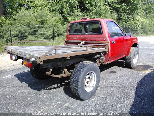 4TARN01P9RZ300080 - 1994 TOYOTA PICKUP 1/2 TON SHORT WHEELBASE DX RED photo 4