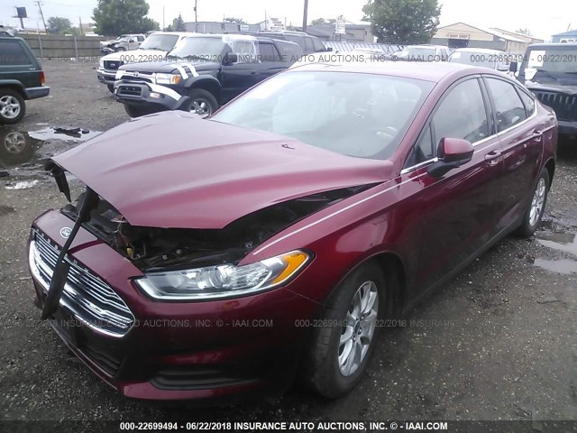 1FA6P0G74F5116506 - 2015 FORD FUSION S RED photo 2