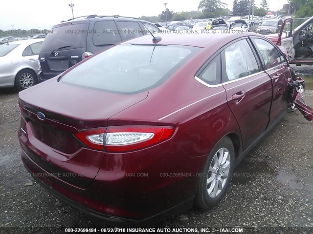 1FA6P0G74F5116506 - 2015 FORD FUSION S RED photo 4