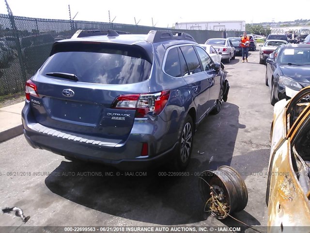 4S4BSANC5G3254657 - 2016 SUBARU OUTBACK 2.5I LIMITED BLUE photo 4