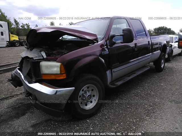 1FTSW31F0XEE35660 - 1999 FORD F350 SRW SUPER DUTY MAROON photo 2