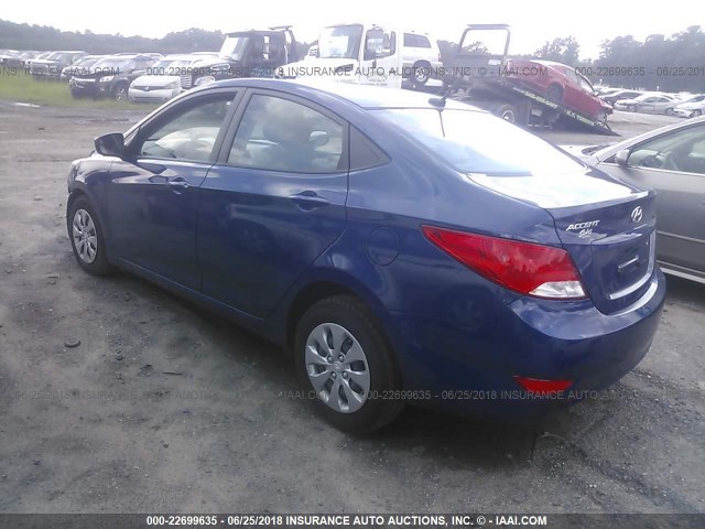 KMHCT4AEXHU168010 - 2017 HYUNDAI ACCENT SE BLUE photo 3