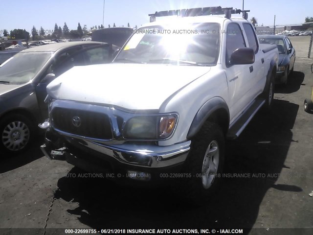 5TEHN72N52Z109854 - 2002 TOYOTA TACOMA DOUBLE CAB WHITE photo 2