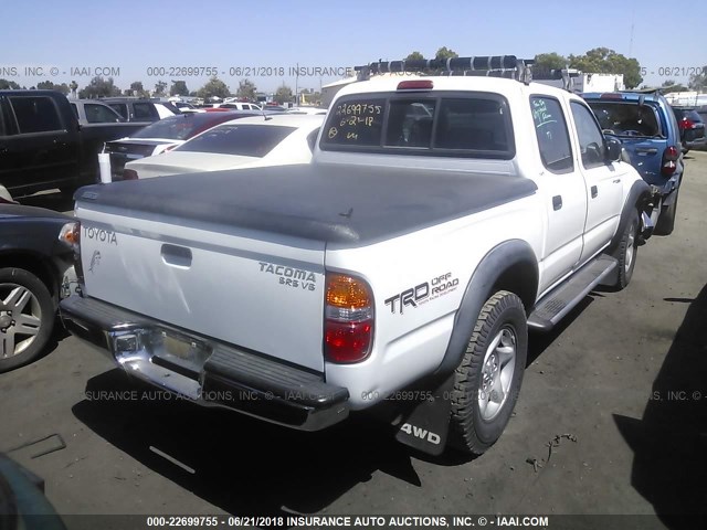 5TEHN72N52Z109854 - 2002 TOYOTA TACOMA DOUBLE CAB WHITE photo 4