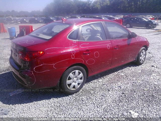 KMHDU46D19U649038 - 2009 HYUNDAI ELANTRA GLS/SE RED photo 4