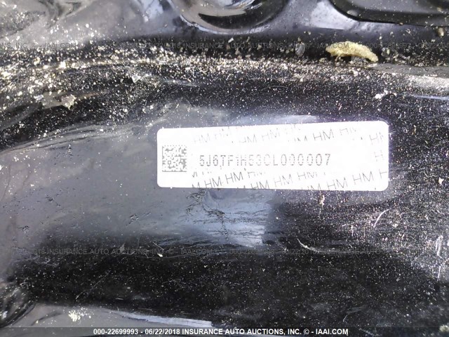 5J6TF1H53CL000007 - 2012 HONDA CROSSTOUR EXL BLACK photo 9