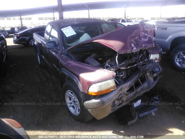 1B7GL12X42S561508 - 2002 DODGE DAKOTA SXT MAROON photo 1