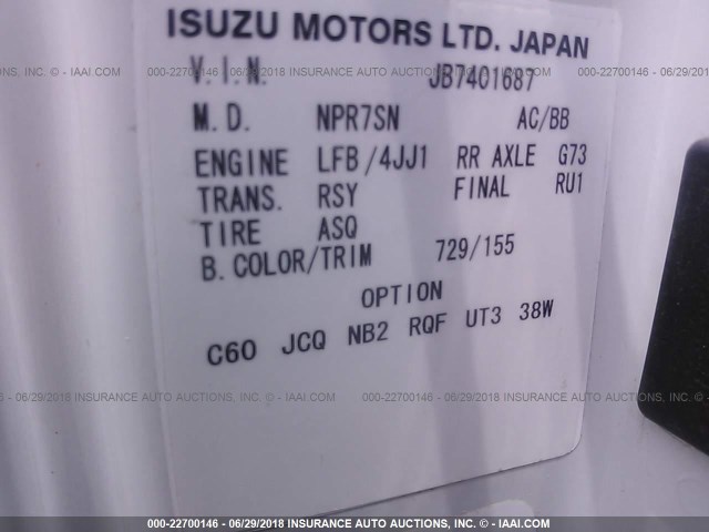 JALB4W17XB7401687 - 2011 ISUZU NPR WHITE photo 10