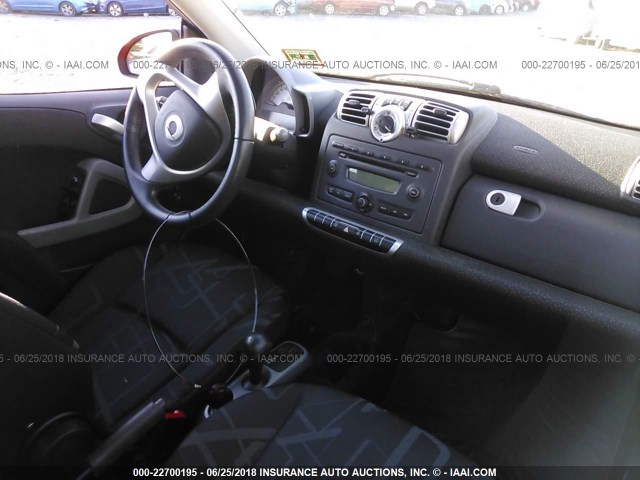 WMEEJ31X28K126507 - 2008 SMART FORTWO PURE/PASSION RED photo 5