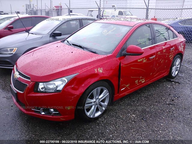 1G1PG5SB2E7146722 - 2014 CHEVROLET CRUZE LTZ RED photo 2