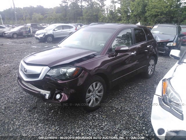 5J8TB1H52BA005826 - 2011 ACURA RDX TECHNOLOGY MAROON photo 2