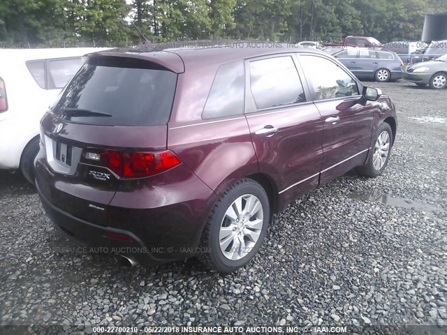 5J8TB1H52BA005826 - 2011 ACURA RDX TECHNOLOGY MAROON photo 4