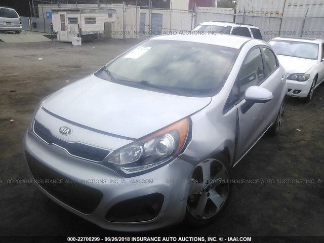 KNADN5A32E6417260 - 2014 KIA RIO EX SILVER photo 2