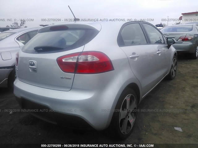 KNADN5A32E6417260 - 2014 KIA RIO EX SILVER photo 4