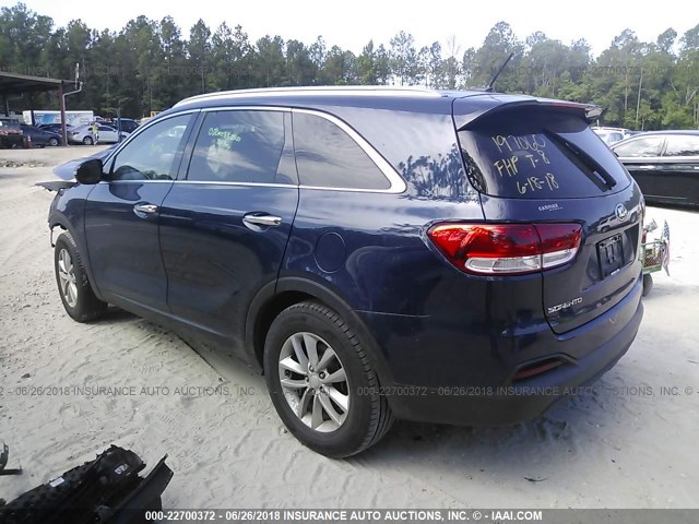 5XYPG4A52GG129891 - 2016 KIA SORENTO LX/L BLUE photo 3