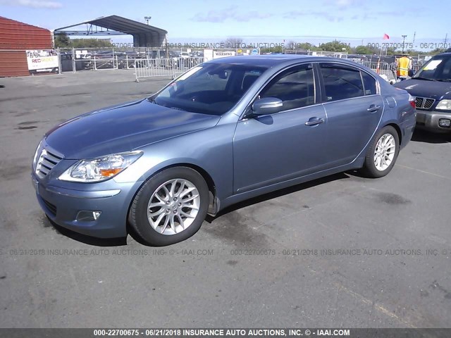 KMHGC46EX9U040684 - 2009 HYUNDAI GENESIS 3.8L BLUE photo 2