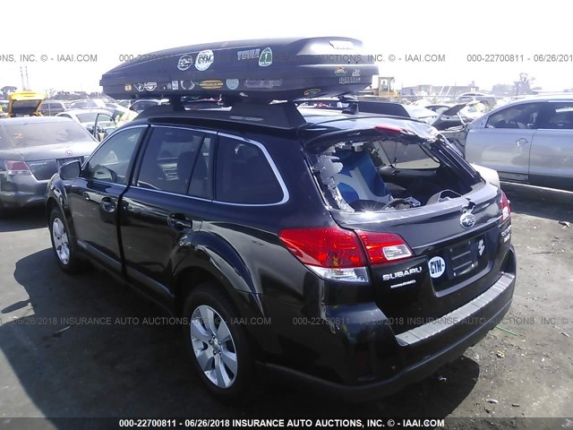 4S4BRBKC0B3355913 - 2011 SUBARU OUTBACK 2.5I LIMITED BLACK photo 3