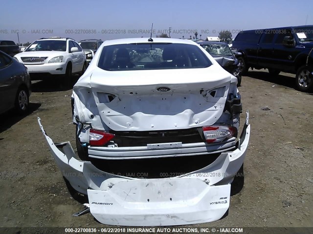 3FA6P0LU0FR257825 - 2015 FORD FUSION SE HYBRID WHITE photo 6