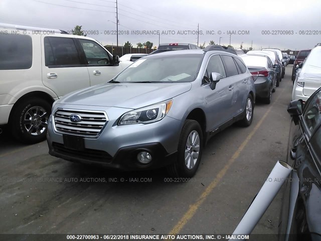 4S4BSAEC1F3213117 - 2015 SUBARU OUTBACK 2.5I PREMIUM SILVER photo 2