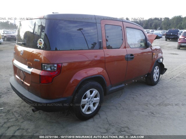 5J6YH2H71BL000982 - 2011 HONDA ELEMENT EX ORANGE photo 4