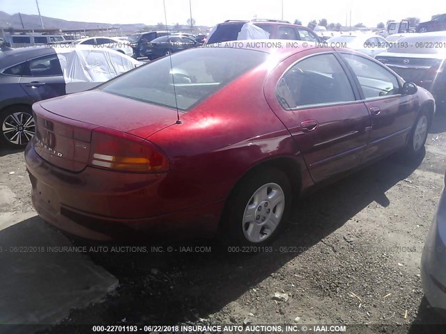 2B3HD46R82H248503 - 2002 DODGE INTREPID SE RED photo 4