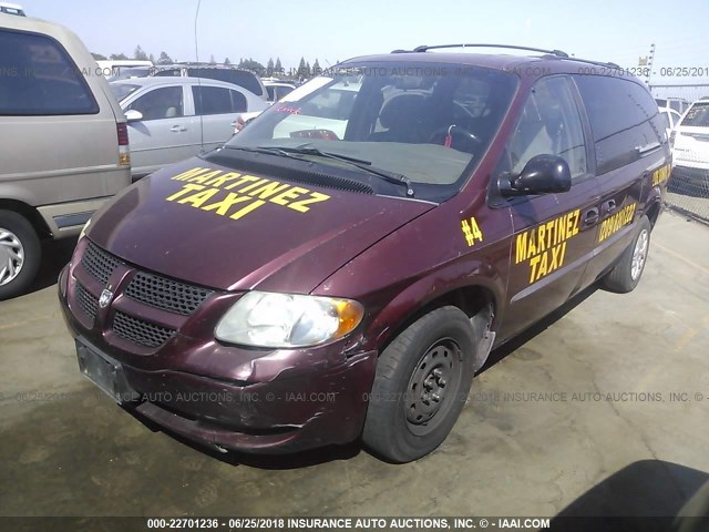 2B4GP44302R773367 - 2002 DODGE GRAND CARAVAN SPORT MAROON photo 2