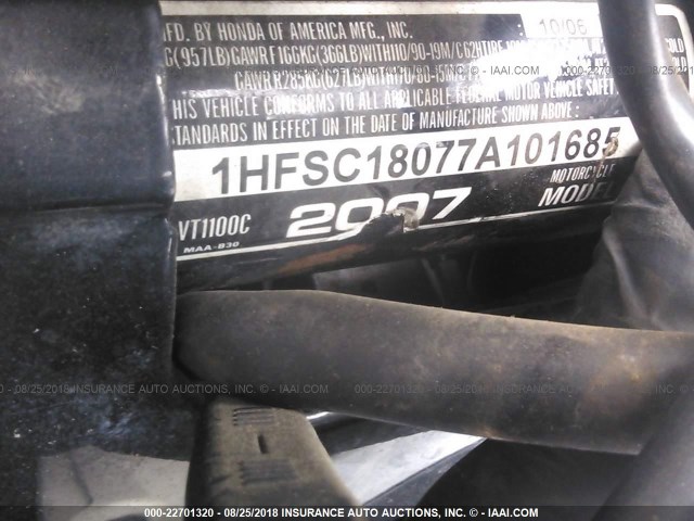 1HFSC18077A101685 - 2007 HONDA VT1100 C GRAY photo 10